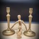 Duo round brass candle holders