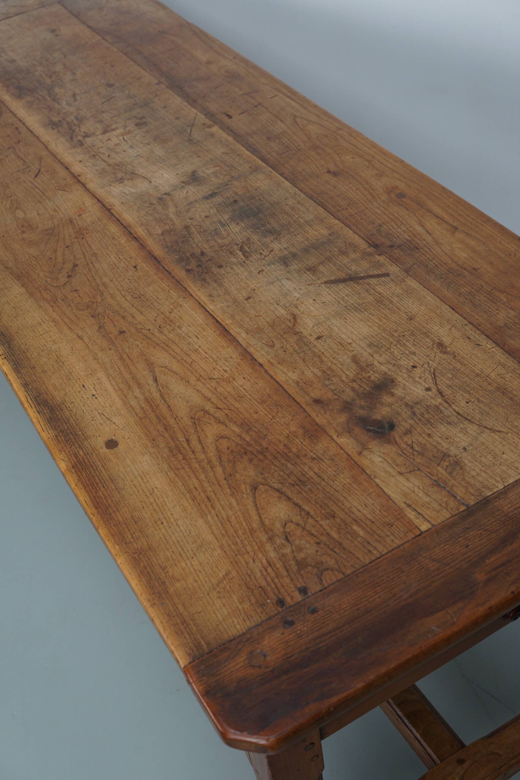 Antique elm 19th century french rustic farmhouse dining table