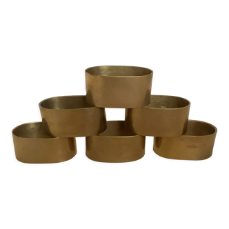 Six old brass napkin rings