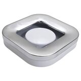 Square white ashtray Ico Parisi, chrome and melamine by Lamperti, Italy, 1970s.
