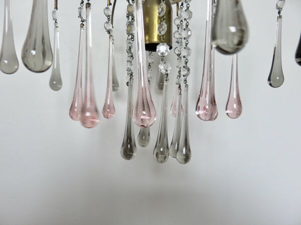 Lustre à pampilles ''goutte d'eau'' en verre de Murano, Italie