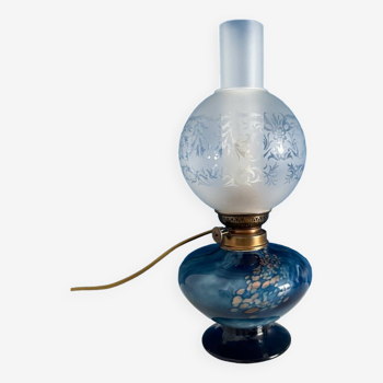 Blue and gold glass table lamp