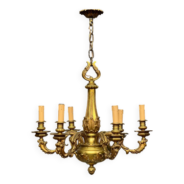 Louis XVI style chandelier. Solid bronze.