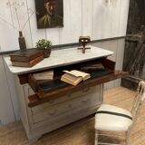 Patinated desk chest of drawers