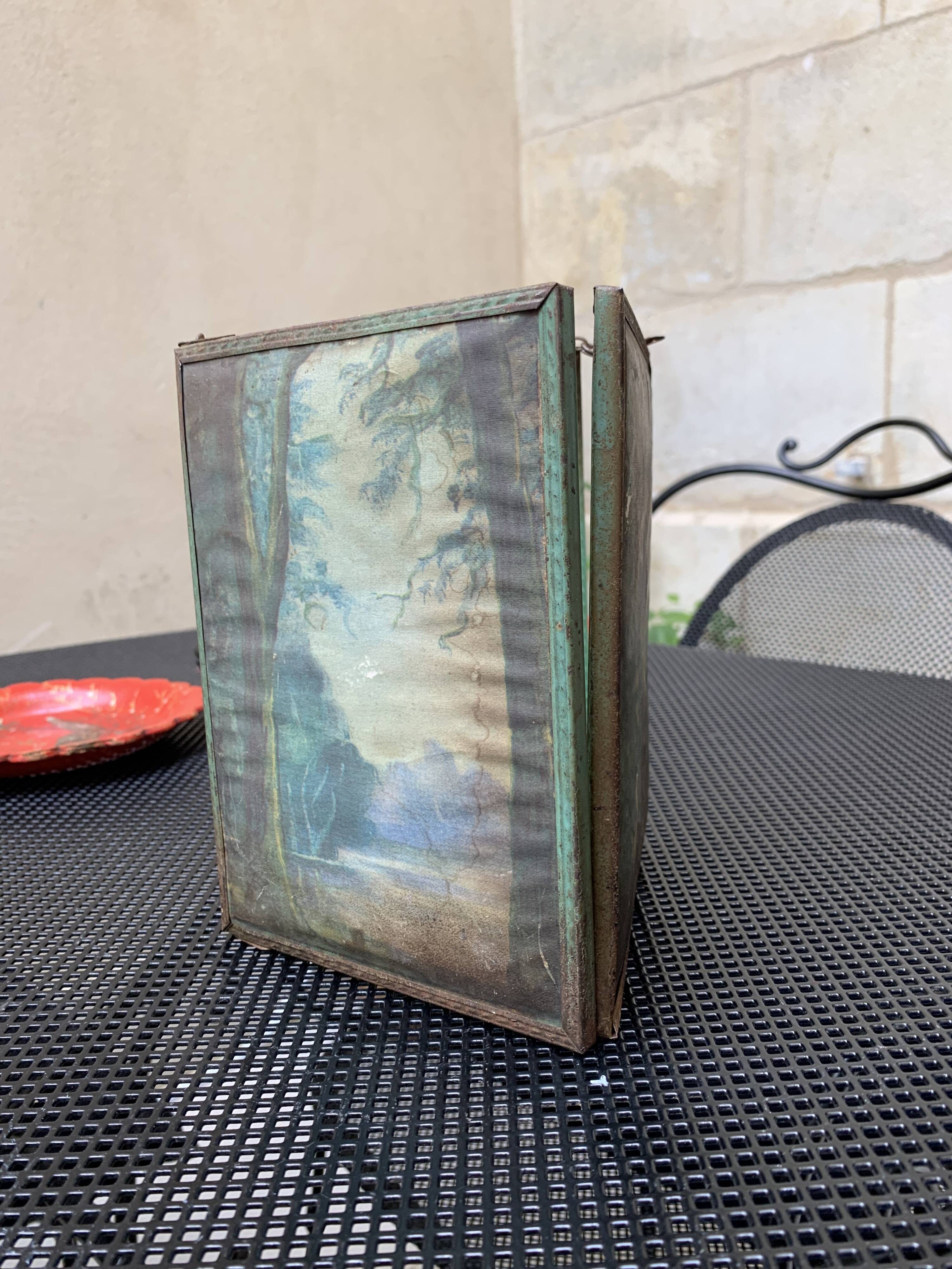 Barber mirror with painted decoration