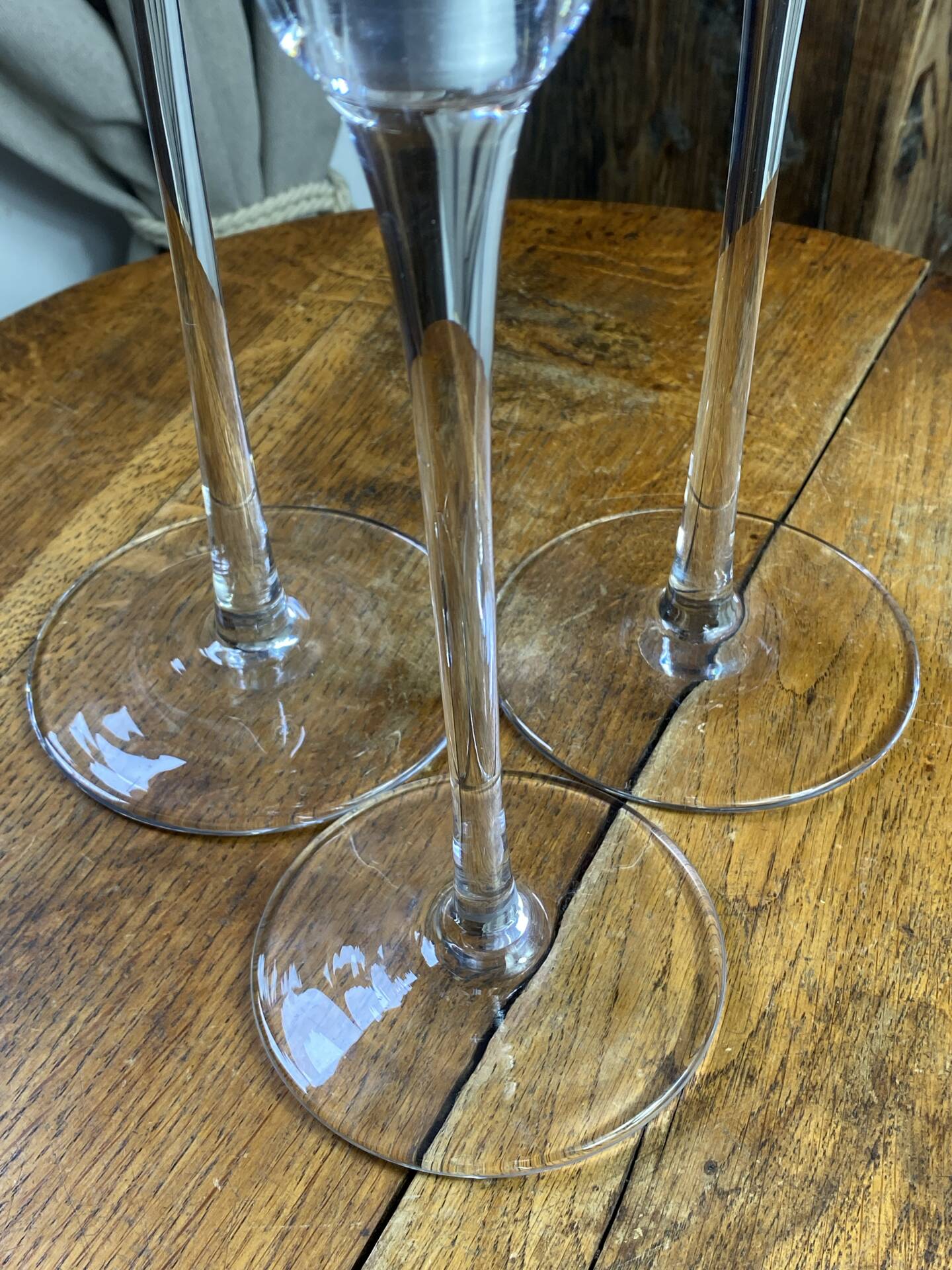 Set of three glass candle holders, Blomster, 1990
