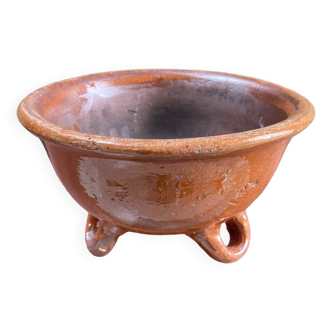 19th century salad bowl in glazed terracotta