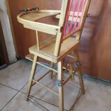 Chaise haute enfant en bois vintage