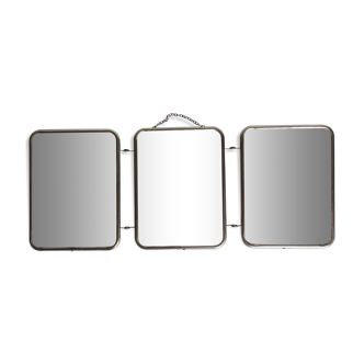 Old triptych barber mirror