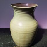 Ancien vase grès marron & beige signé deco années 70 vintage