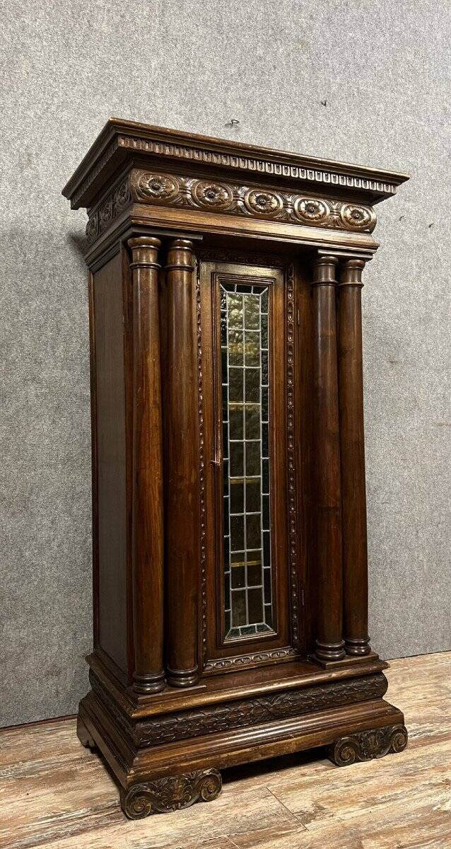 Superb Renaissance Style bookcase display case in carved walnut and oak circa 1850