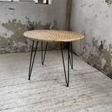 Wicker and metal coffee table from the 1950s