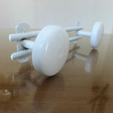 Wall coat rack in white lacquered metal 2 hooks 70s