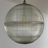 Parisian glass holophane mid-century globe pendant light