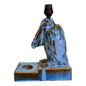 'Pelican' sculpture, Art Deco lamp base / inkwell in fine glazed stoneware