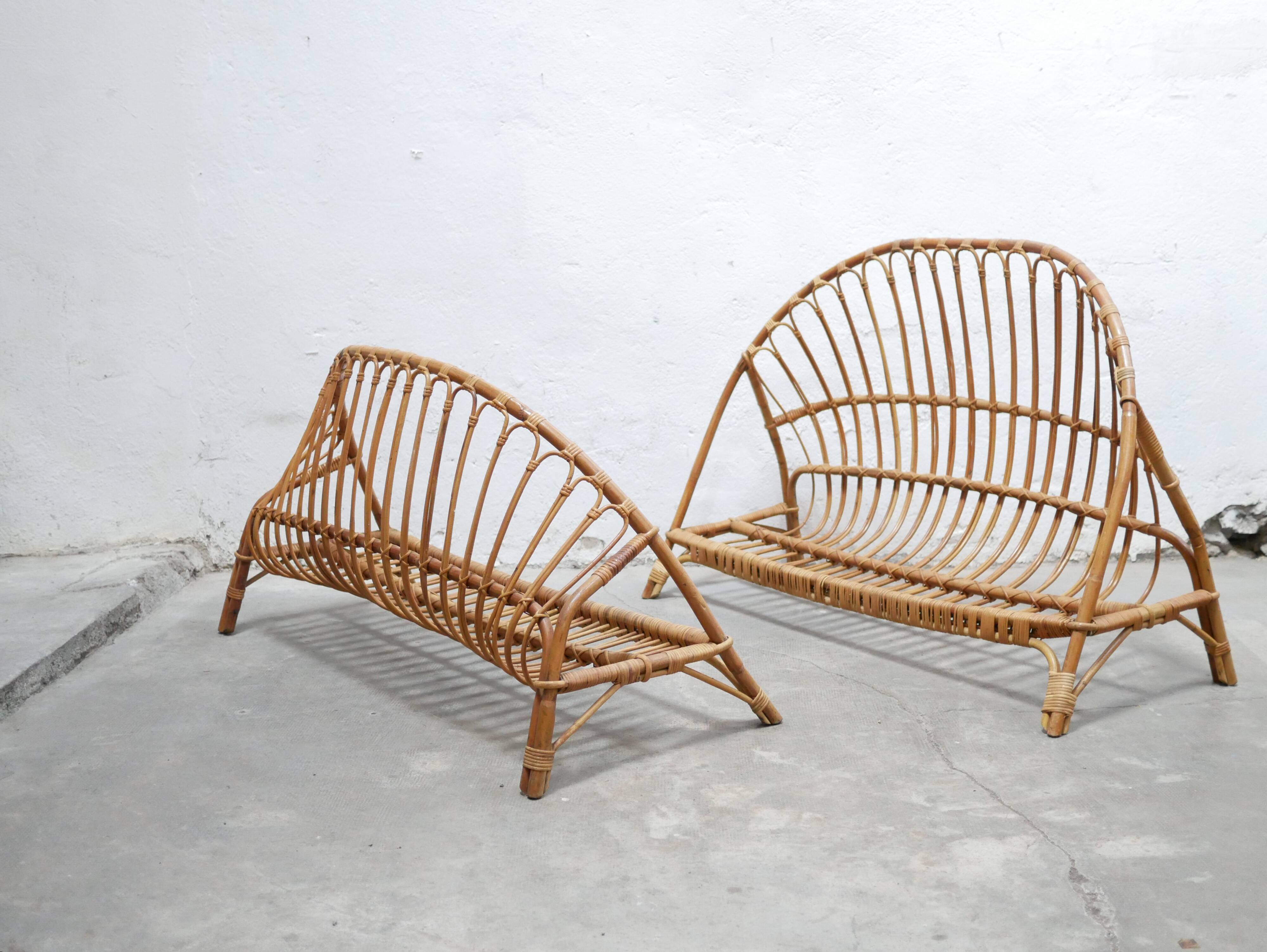 Vintage rattan basket bed 120cm x 190cm