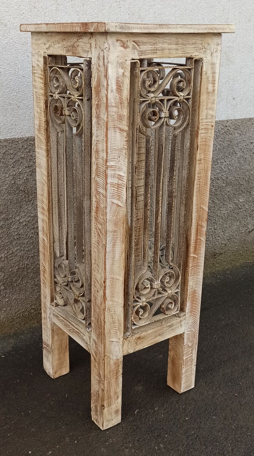 Guéridon ancien en bois et fer forgé