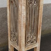 Antique pedestal table in wood and wrought iron