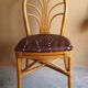 Set of 4 rattan and bamboo chairs, "fan" backrest, vintage 70s.