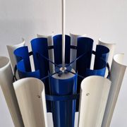 Rare blue and white 'Mexico' pendant lamp by Yki Nummi for Orno, 1960s
