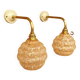 Swan neck wall lights in brass and Clichy glass