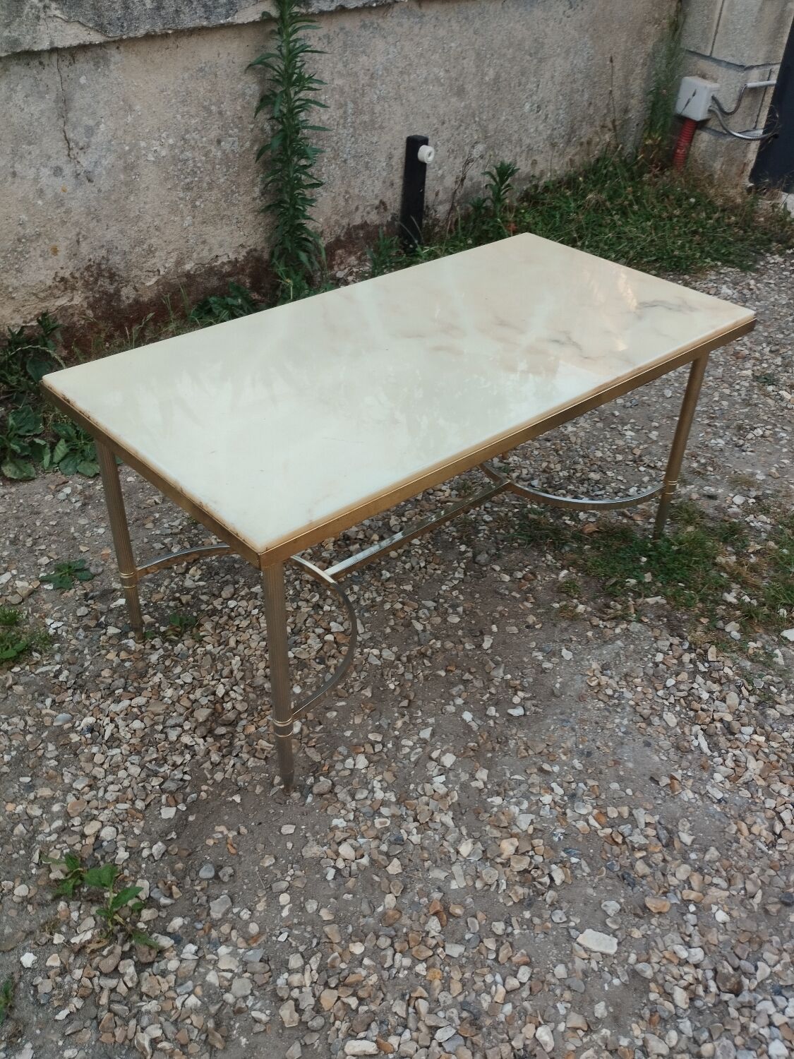 Antique vintage coffee table with marble top