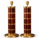 Pair of wooden and brass table lamps, French classic style.