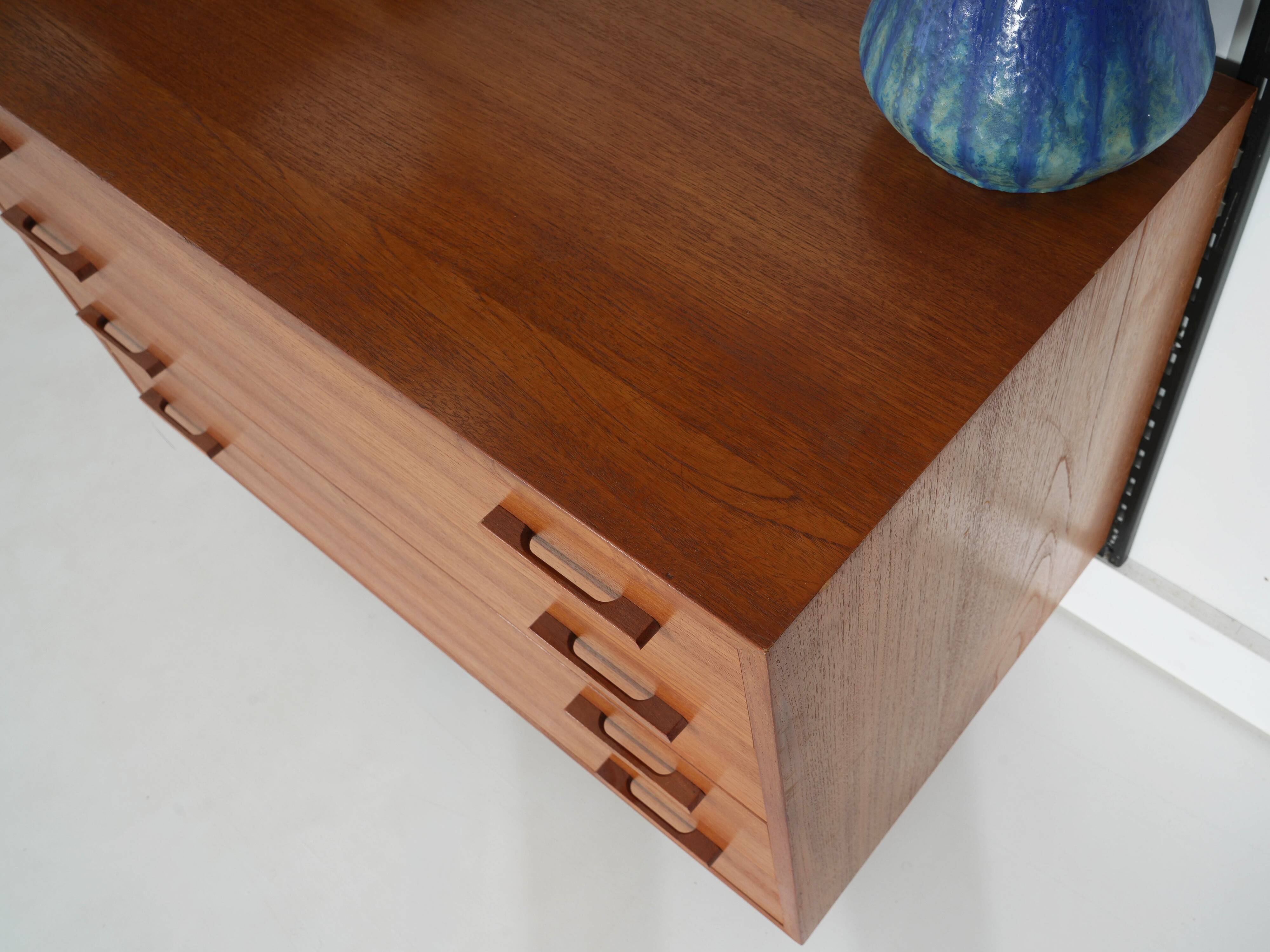 Modular shelving Kai Kristiansen, teak veneer, Danish design 1960s
