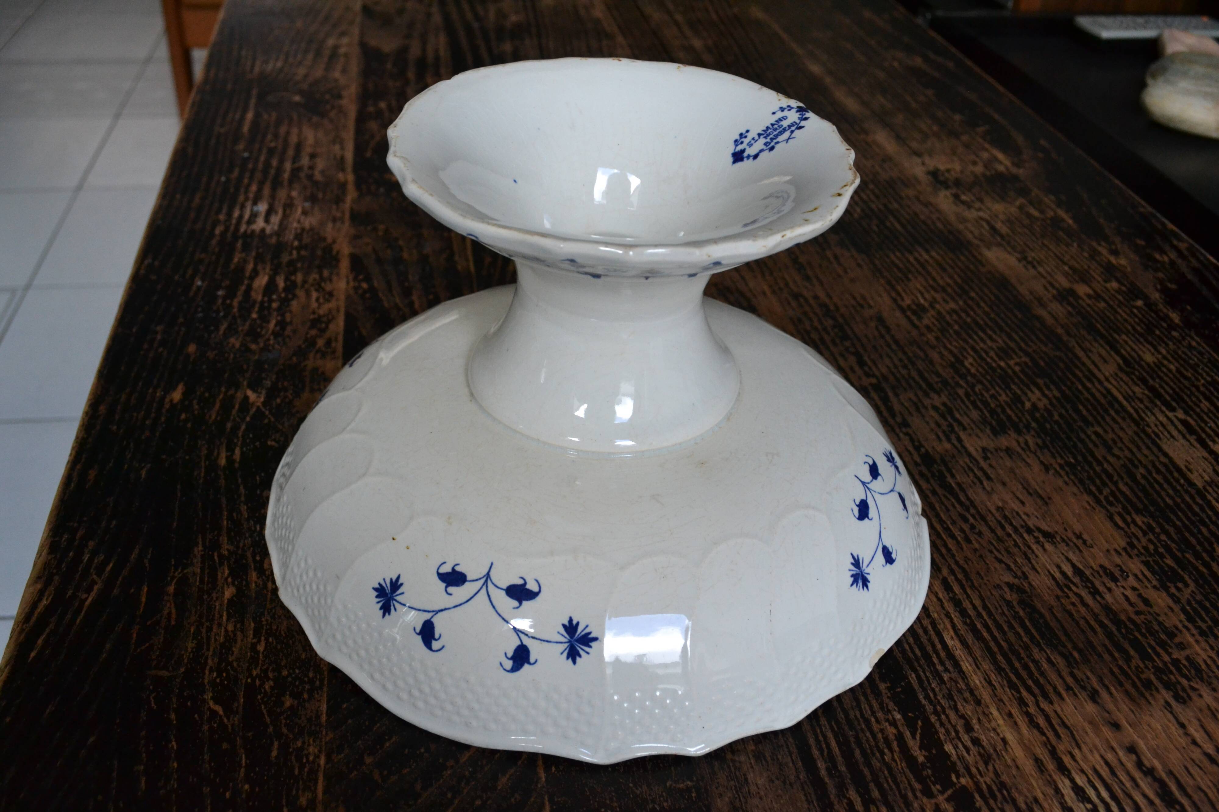 Compotier faience Saint-Amand Nord Barbeau iron earth late nineteenth early twentieth