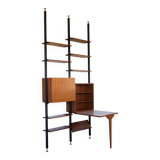 1950s mid-century wall unit teak and iron folding desk & cabinet module