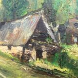 Old paysgae painting oil on canvas assembly