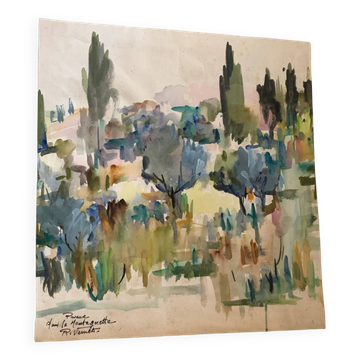 Gouache sur papier raymond vernet