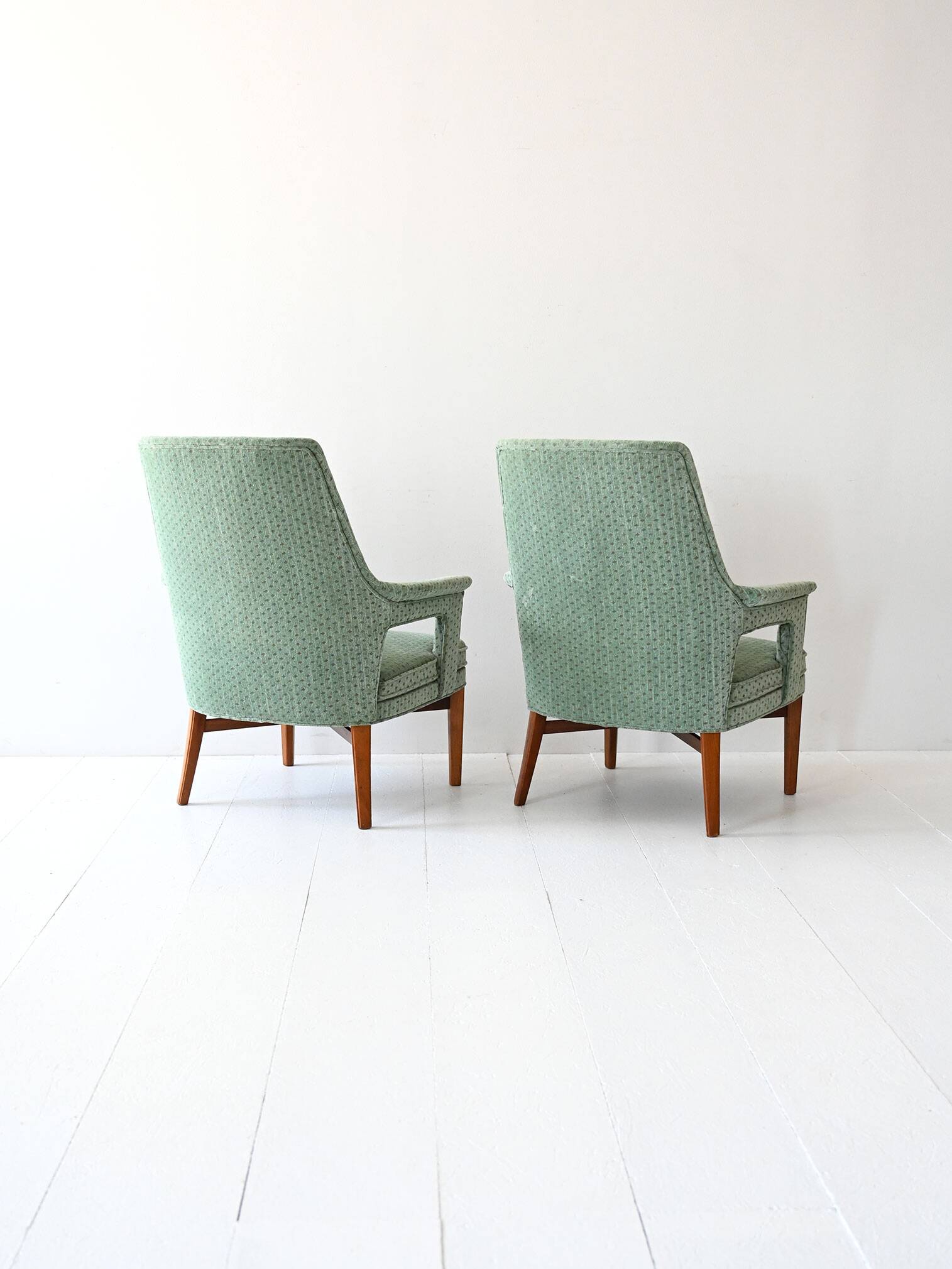Pair of Vintage 1950s Scandinavian Mint Green Armchairs