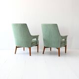 Pair of Vintage 1950s Scandinavian Mint Green Armchairs