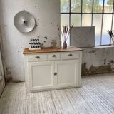 Meuble de métier enfilade patine blanche