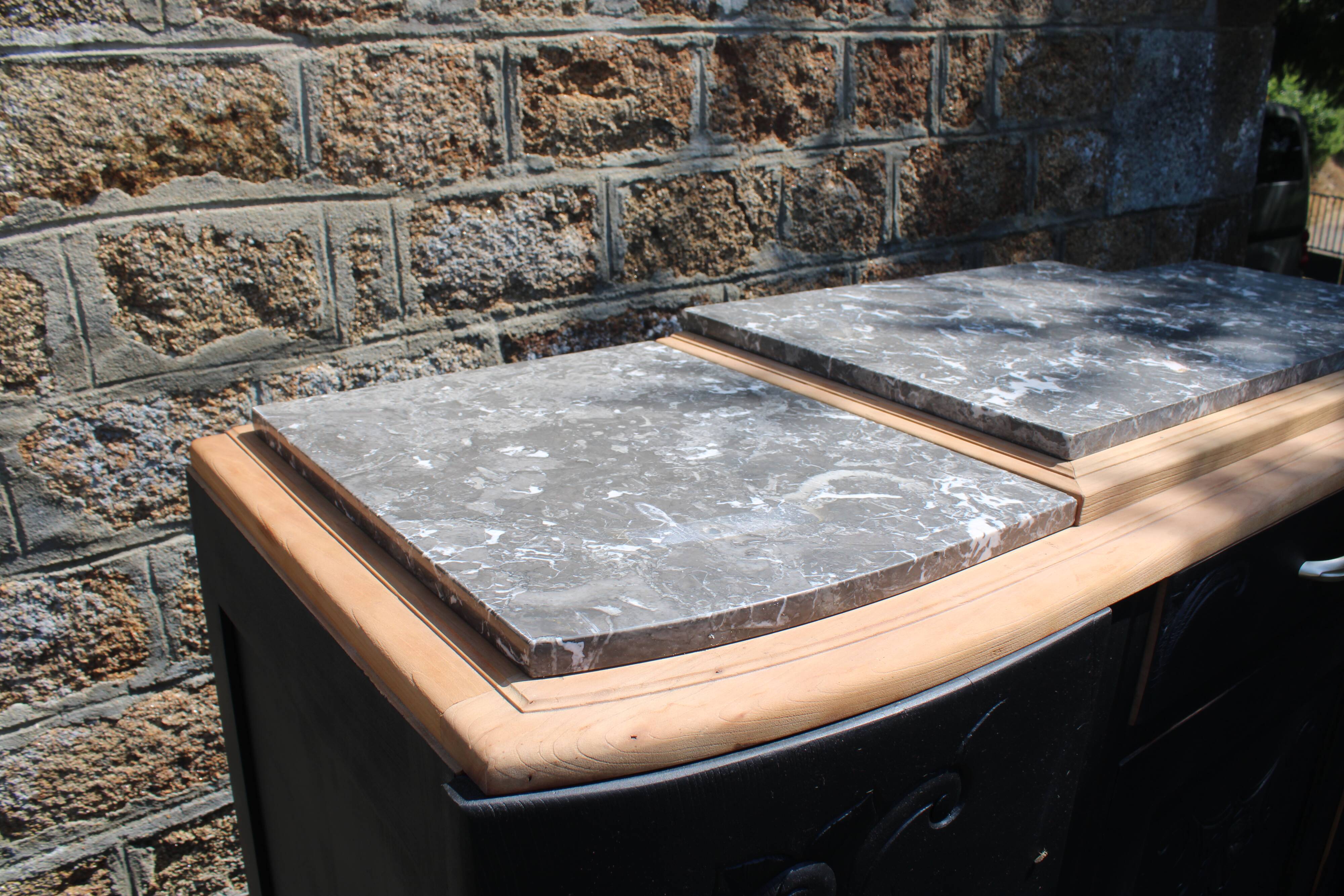 Art Deco buffet with 3 doors in black – Original marble