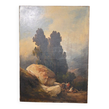 The convoy at the foot of the rocks, 1800s, oil on canvas.
