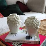 Pair of white vases with shells