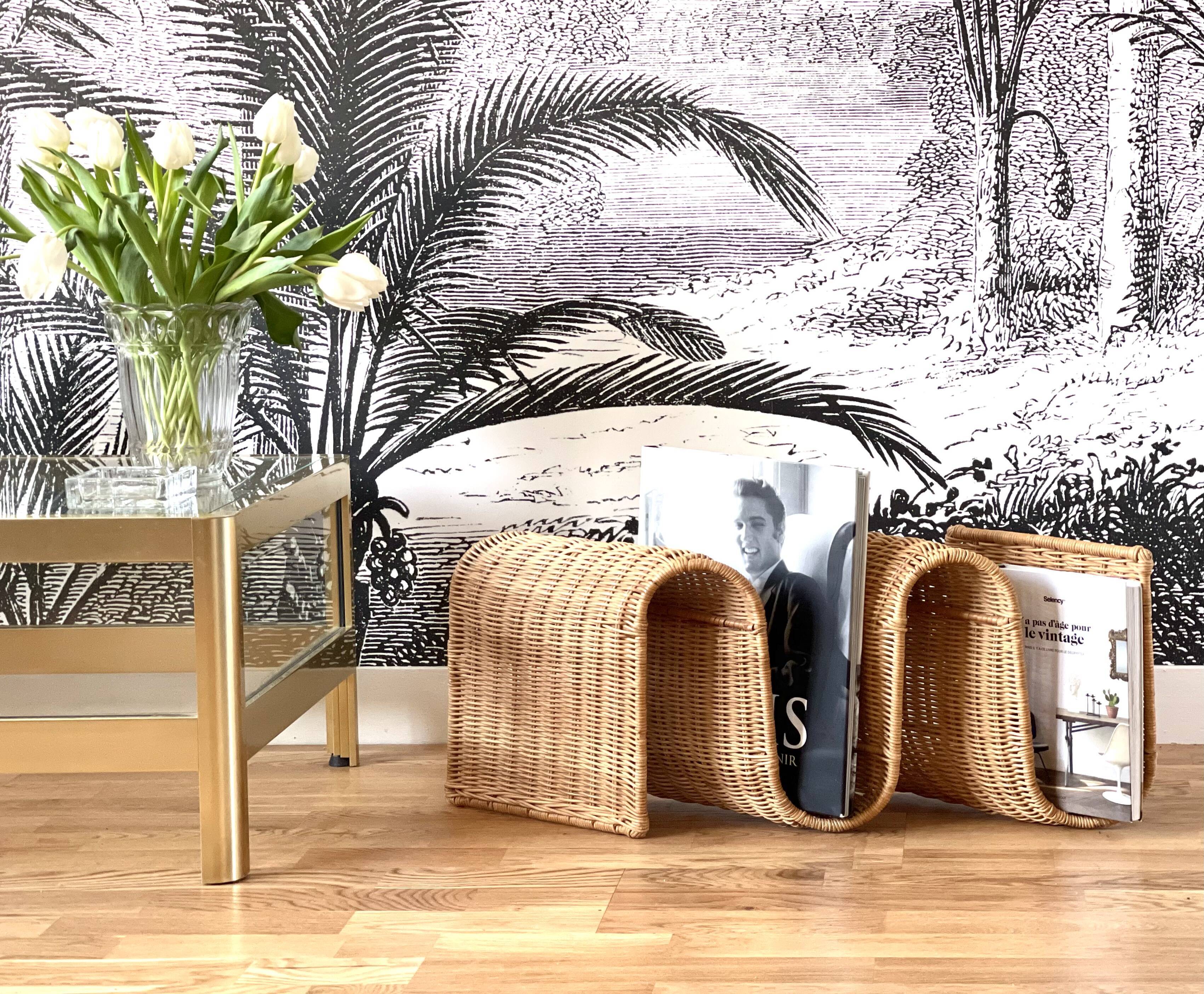 Rattan magazine holder 1970