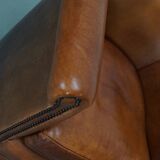 Fauteuil club vintage hollandais en cuir cognac