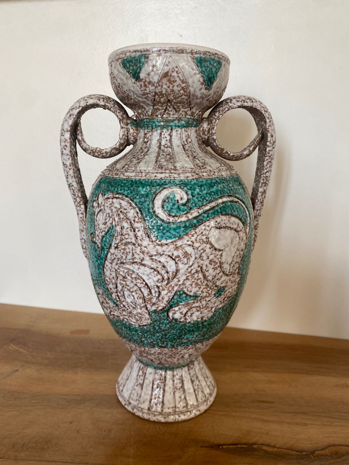 Fratelli Fanciullacci turquoise green horse ceramic vase