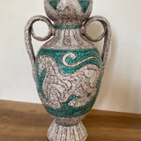 Fratelli Fanciullacci turquoise green horse ceramic vase