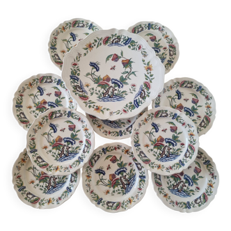 Roeun dessert plate set in French Sarreguemine porcelain