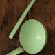 A skimmer and a ladle to hang Vintage mint enamelled sheet metal