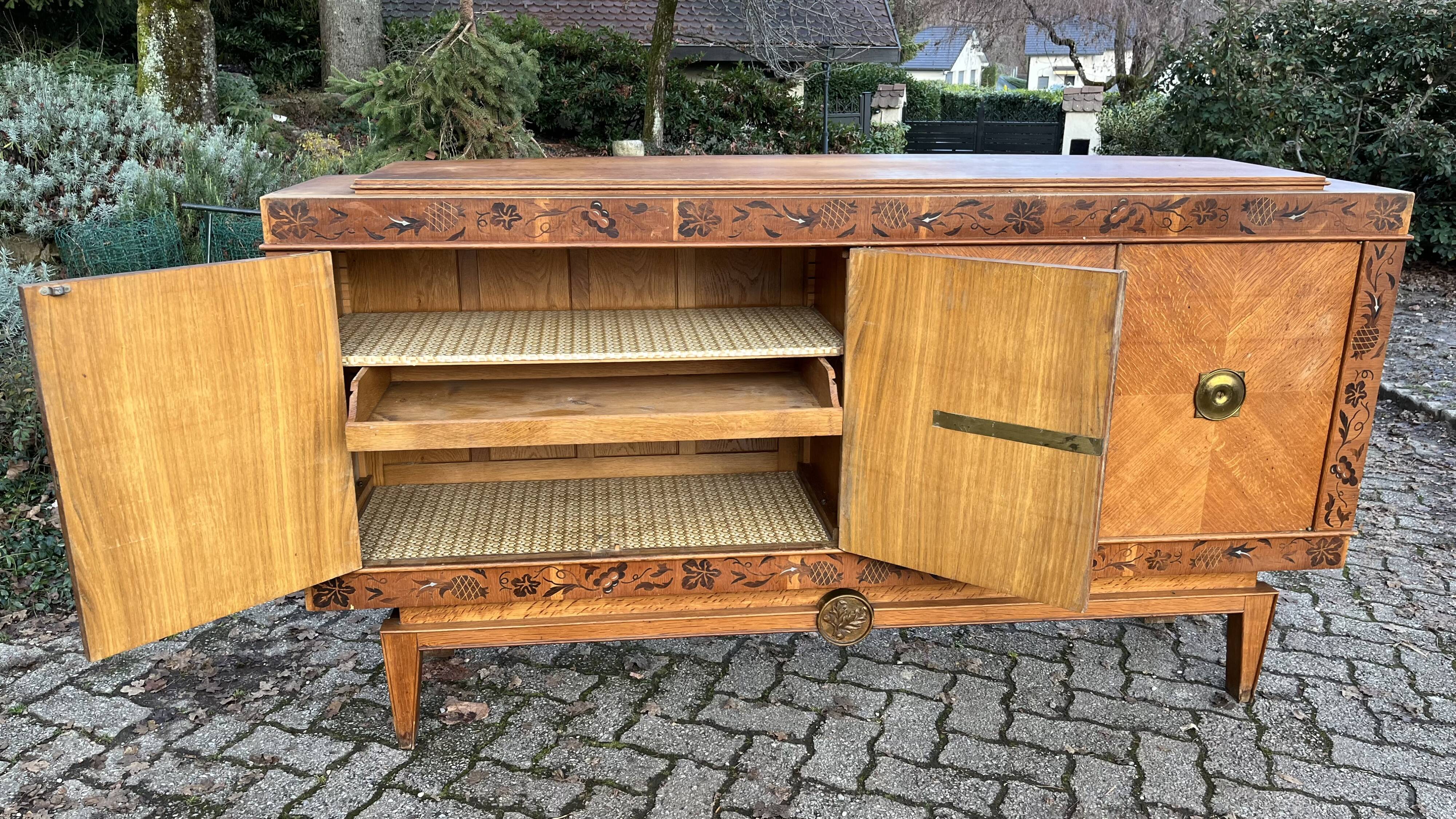 Oak and marquetry row 50s