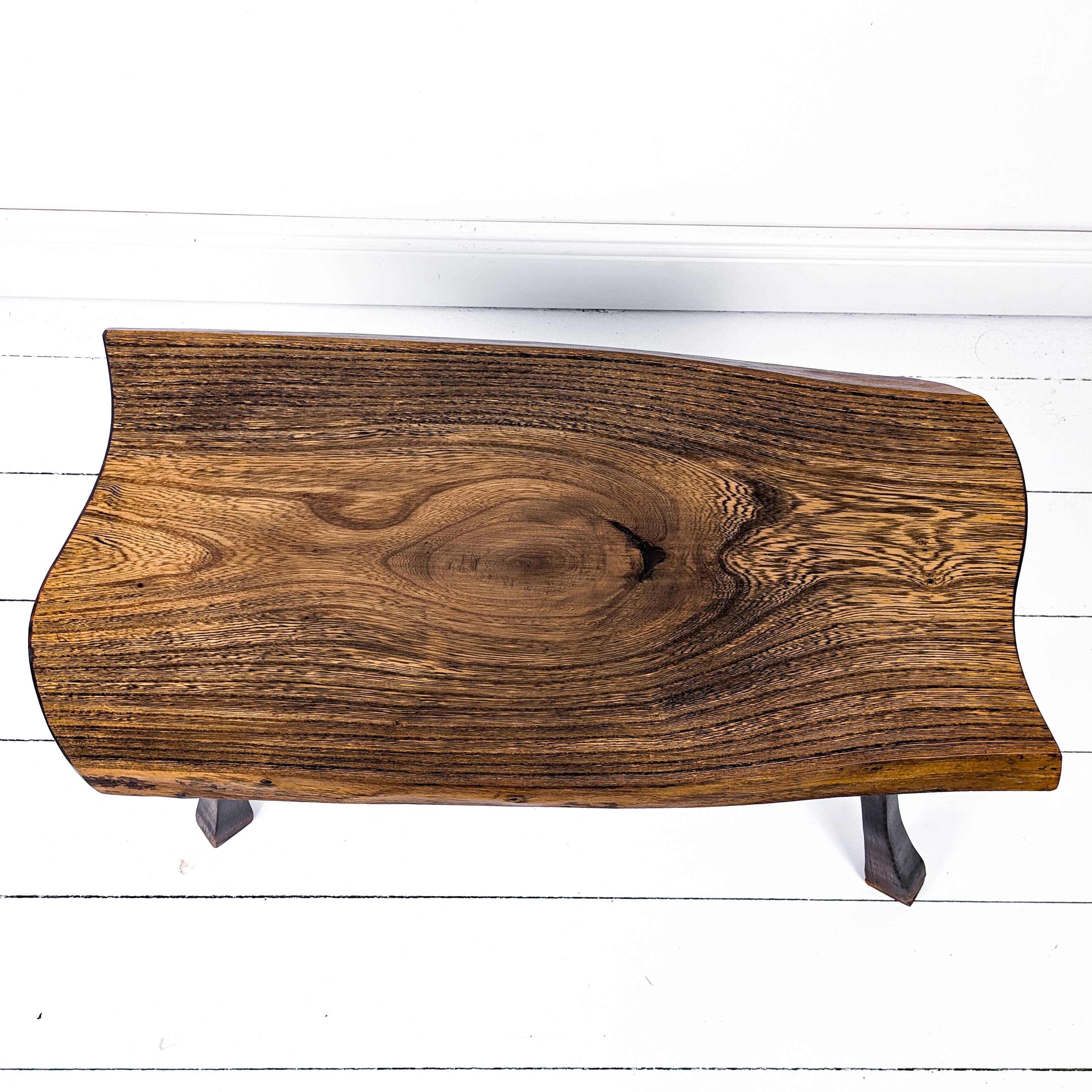 Mid Century Table d'appoint Pouf à fleurs Banc à fleurs Tabouret de chevet Bois massif Brutaliste Vi