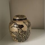 Enameled brass lidded pot