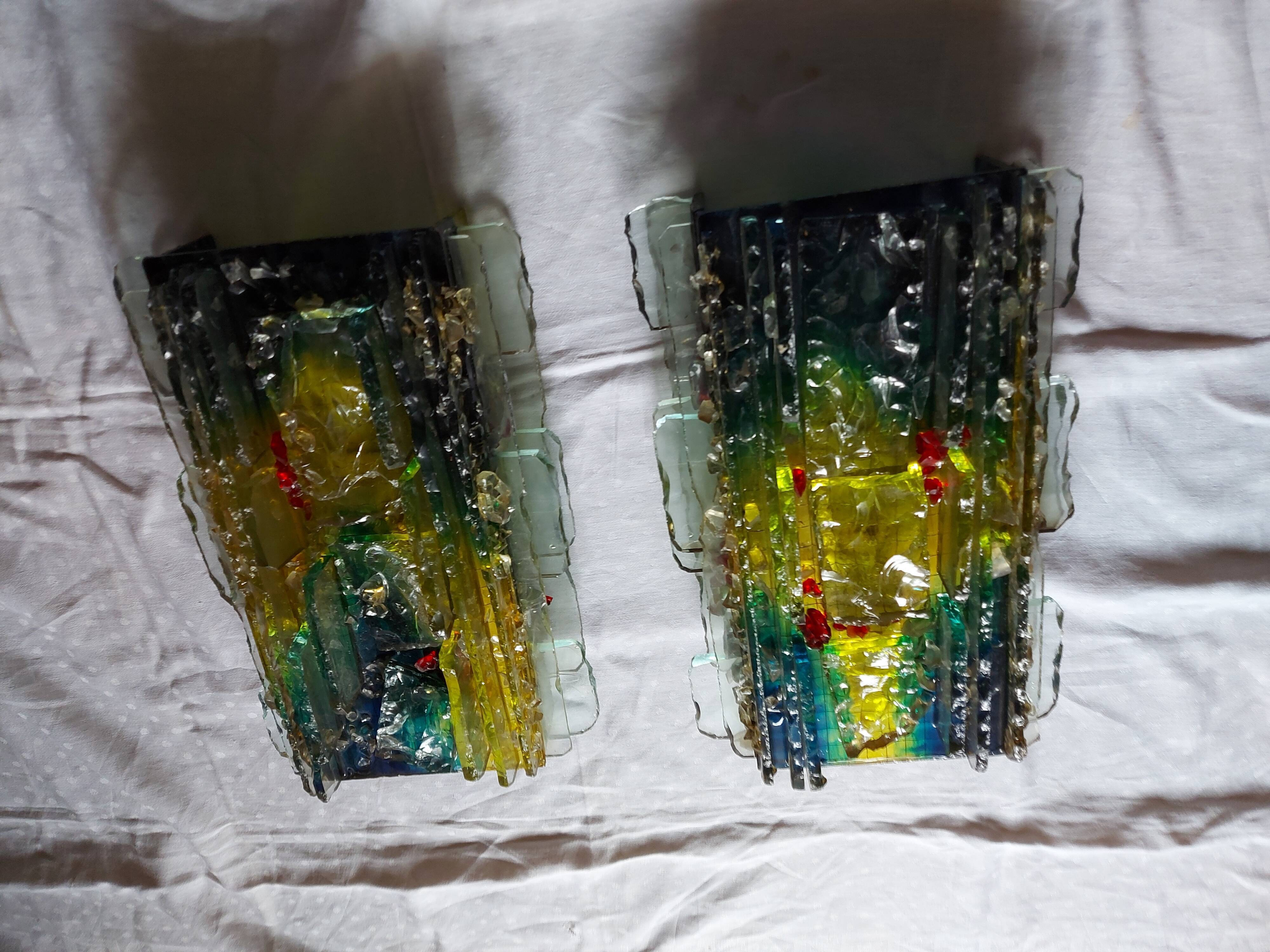 Pair of raak glass appliques, Willem Van Oyen, Chartres model