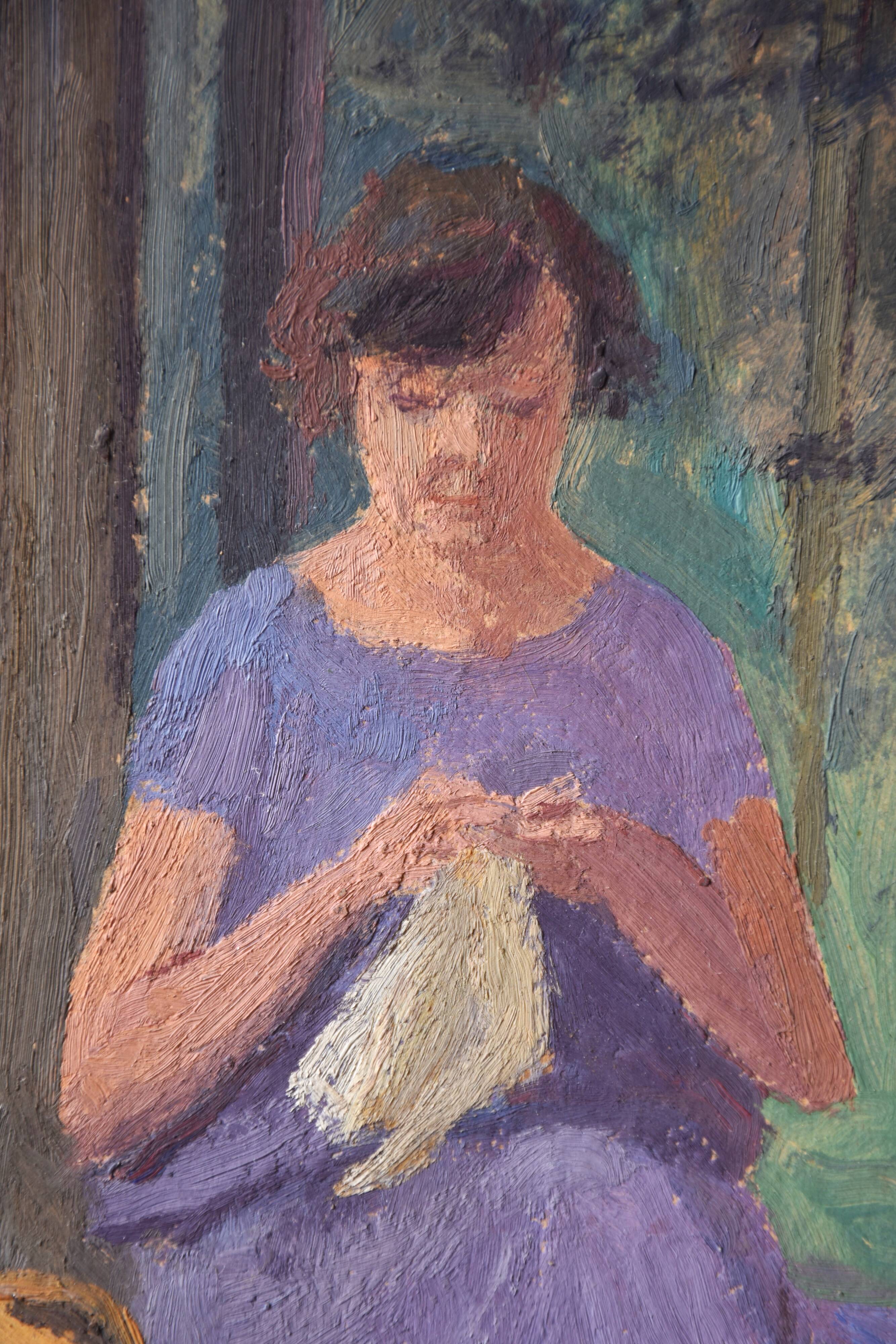 Adolphe Deteix, Woman Sewing in the Woods, circa 1930