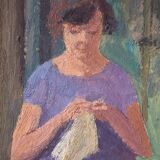 Adolphe Deteix, Woman Sewing in the Woods, circa 1930